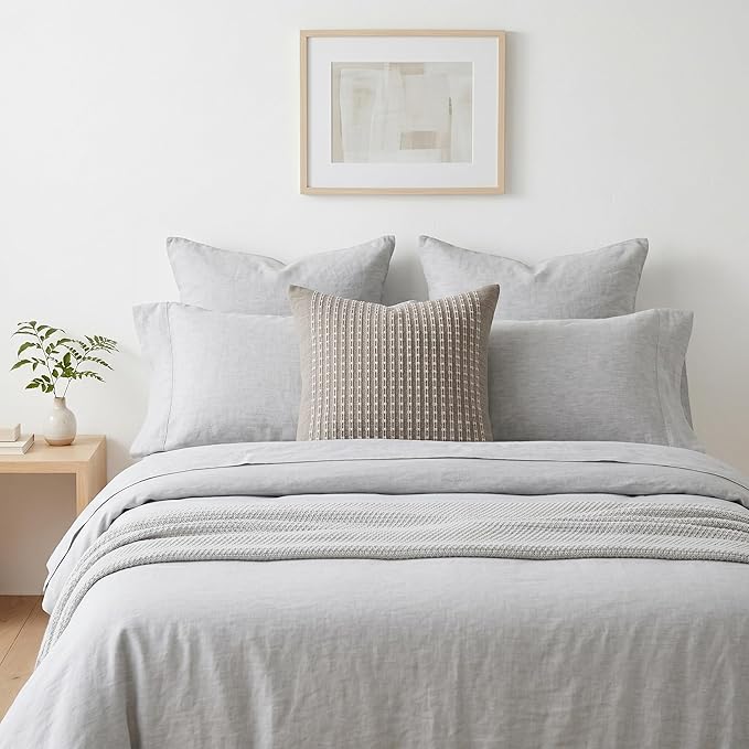 SanVia Cotton Throw Pillow Covers 20x20 – Handwoven Jacquard Texture, Fade-Resistant, No Pilling – Hidden Zipper, Decorative Cushion Cover for Sofa, Couch, Bed – Insert Not Included (Striped, Grey)