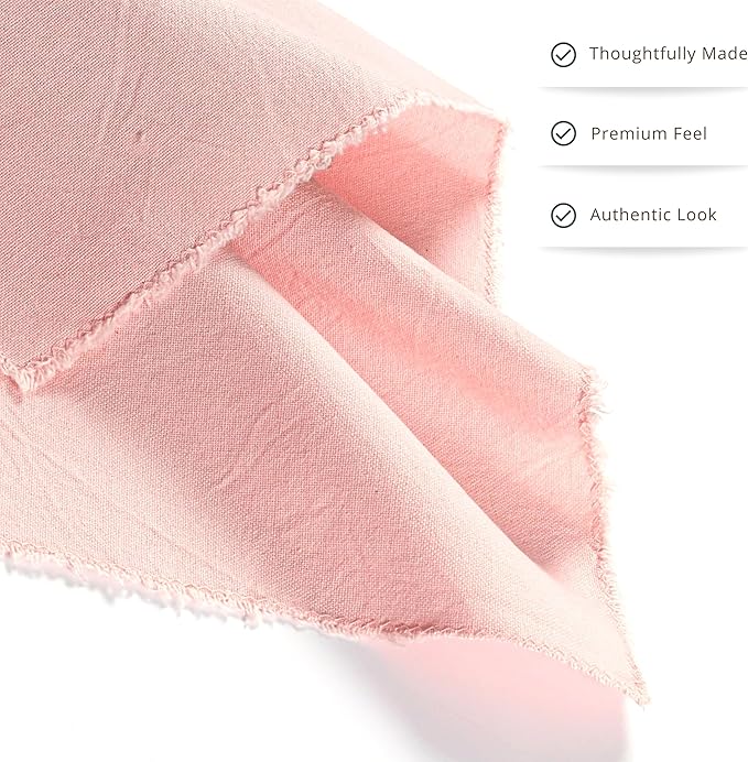 Ramanta Home Cloth Napkins Set of 12 Pink 18x18 Inch - Spring Soft & Durable Frayed Dinner Napkin for Easter Wedding, Birthday Parties | Heavy Weight Fabric Table Linen for Everyday Use Family Dinners