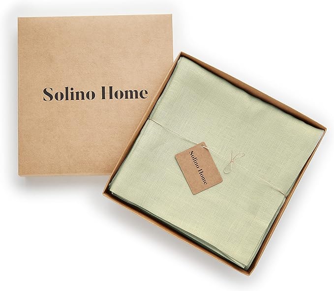 Solino Home Sage Green Sheer Curtain 132 Inches Long - 100% Pure Linen European Flax Window Treatment Panel 52 x 132 Inch - Light Filtering Rod Pocket Curtain for Living Room, Bedroom - 1 Panel
