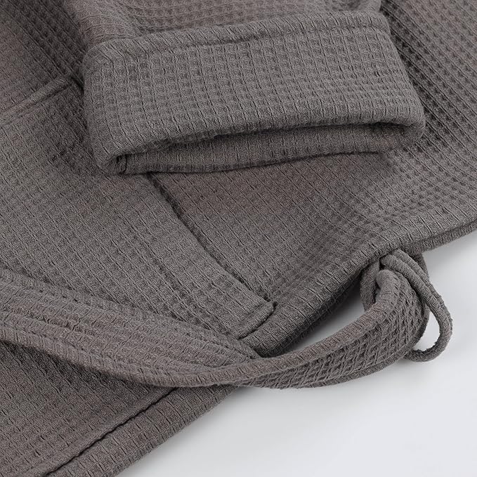 Superior Waffle Weave Cotton Unisex Bathrobe with Belt, Soft and Absorbent Robe for Men and Women Bath Essentials Robes