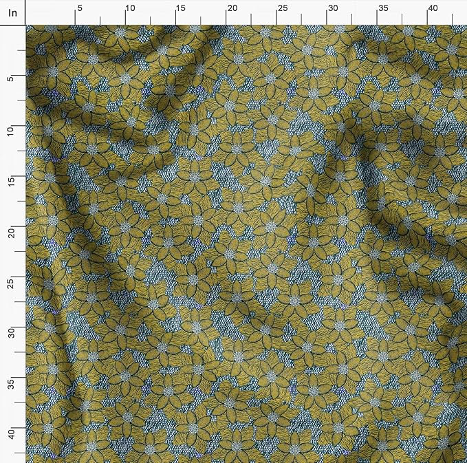 Soimoi Silky Satin Fabric Material, 1 Yard - 42" Inch Width, Green - Tribal Print - Soft Shiny Fabric for Dress, Pillowcases, Pajamas, Evening Dress, DIY