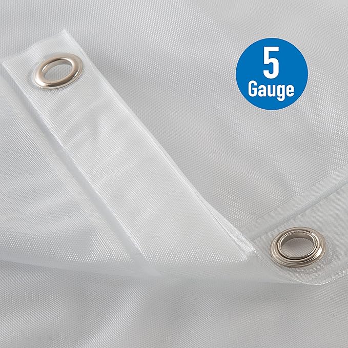 Bath Bliss Waterproof Shower Curtain Liner, 4X’s Splash Guard Suction Cup Leak Protection, 12 Rust Resistant Copper Grommets, 3 Large Magnet Hem, 100% PVC, 72"x72", Frost