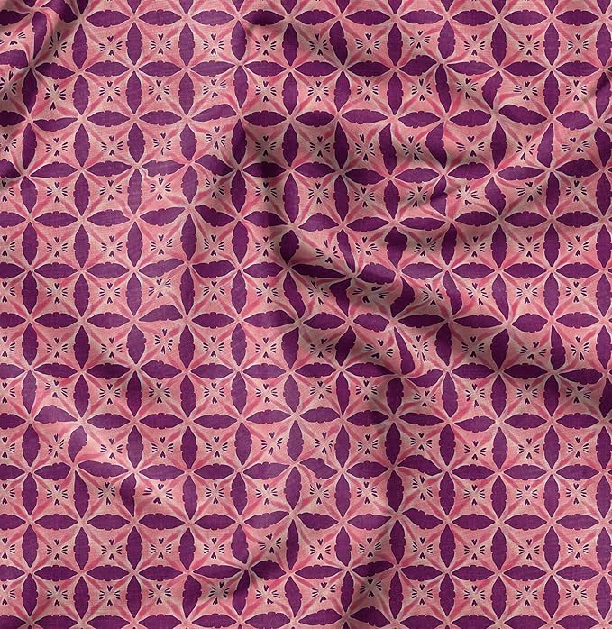 Soimoi Lightweight Velvet Fabric - Blue - Tribal Print, Unstitched Material - 58" Wide, Perfect Fabric for Upholstery, Fashion and Craft Projects, 1 Yard