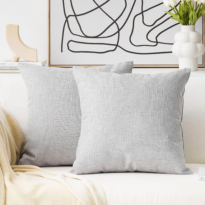 Home Brilliant Set of 2 Decorative Pillow Covers for Couch Accent Pillows Cases for Sofa, 16x16 inch, Light Grey