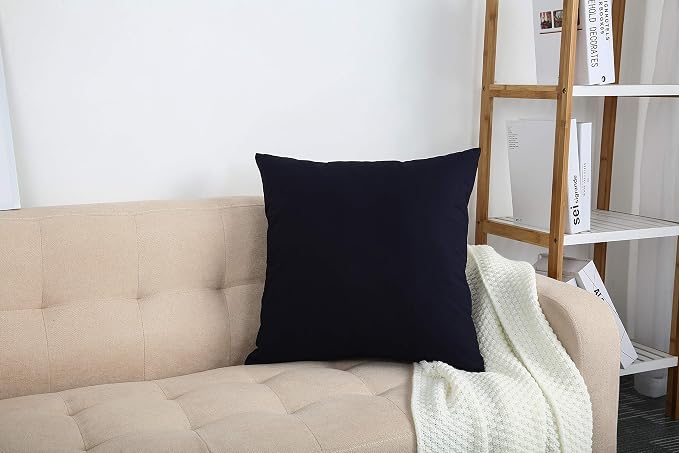 TangDepot 100% Cotton Solid Throw Pillow Cover 12x12 Dark Navy | 100% cotton, same-color zip, machine wash & air dry. For living room, bedroom, office, car. 42 colors, 22 sizes. Cover only.