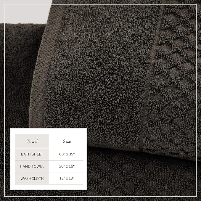 Great Bay Home Bath Towels - 100% Cotton 6 Piece Bath Sheet Set - Diamond Waffle Weave - Absorbent, Durable, Quick-Dry Towels for Bathroom (Midnight)