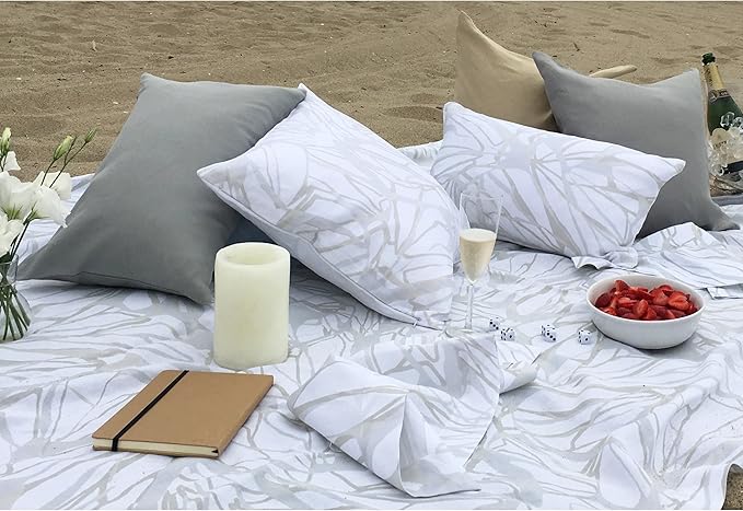 Huddleson Gold Silver White Printed White Printed Linen Napkin 20x20 (Set of Four) Luxury Italian Linen Napkin Sewn in US