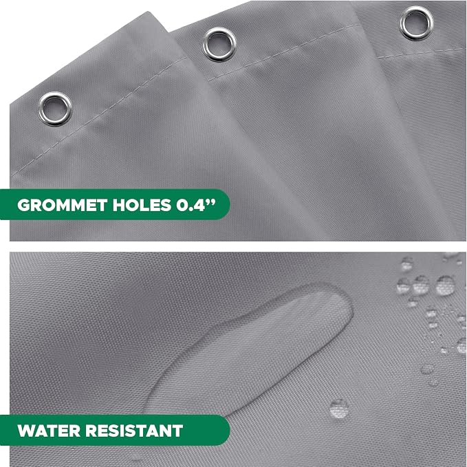 Biscaynebay Extra Long Fabric Shower Curtain Liner 72 Inch Width by 84 Inch Length, Silver Grey Water Resistant Bathroom Curtains, Rust Resistant Grommets Top Weighted Bottom Machine Washable