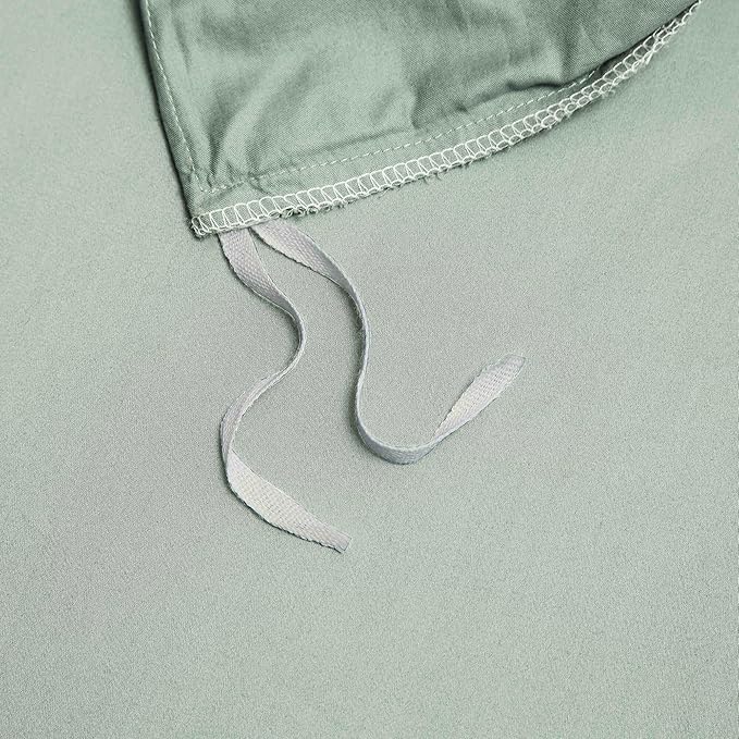Sage Green Cotton Duvet Cover Set Twin 100% Long-Staple Cotton Sateen Bedding Set, Soft Breathable Smooth Organic Pure Cotton Plain Comforter Cover, Luxury Minimalist Bedroom Decor for All Season