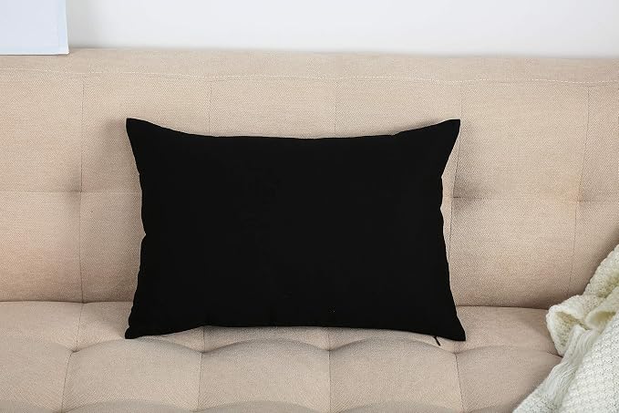 TangDepot 100% Cotton Solid Throw Pillow Cover 12x18 Black | 100% cotton, same-color zip, machine wash & air dry. For living room, bedroom, office, car. 42 colors, 54 sizes. Cover only.