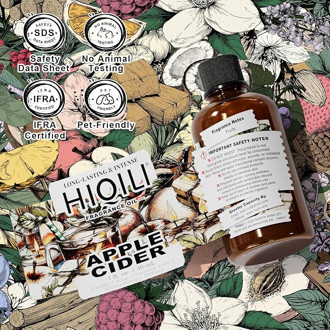 HIQILI Apple Cider Fragrance Oil for Diffuser, Candle & Soap Making | for Home, Car & Office Essential Oil Aromatherapy, Luxury Wine Scented - 1 Fl Oz / 30 ML