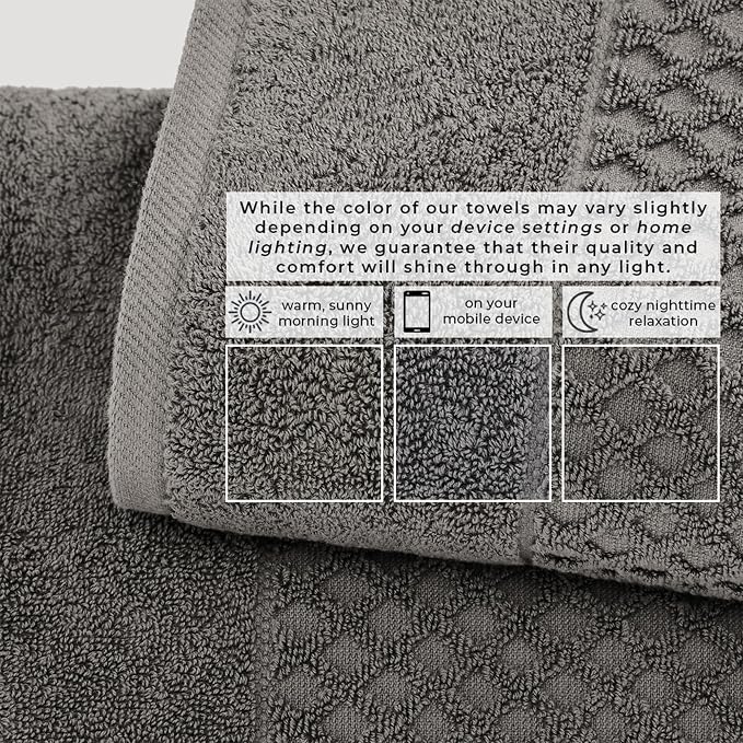Great Bay Home Bath Towels - 100% Cotton 4 Pack 54x27 Bath Towel Set - Absorbent, Durable, Quick-Dry Towels for Bathroom (Dark Grey)