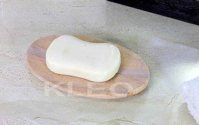 Stonkraft Natural Water Absorbent & Rigged Soap Dish Soap Holder Made of Natural Stone - Unique Bath Bathroom Accessories (Oval)