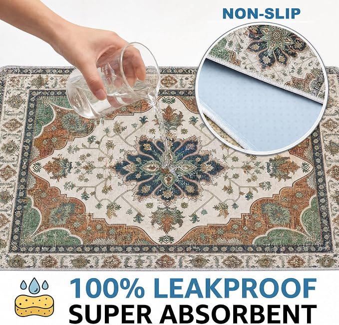 Washable Pee Pads for Dogs,Great Urine Absorbent Reusable Puppy Training Pads,Waterproof,Leak-Proof & Non-Slip Potty Pads for Whelping,Crate,Playpen,Bed.(Dark Teal Floral,24"x36")