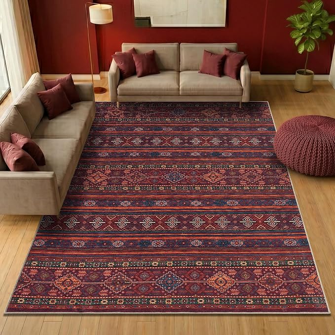 Keen Home Design 10x14 Rug - Machine Washable Area Rug with Non-Slip Backing, Ideal for Living Room, Dining Room, Bedroom - Vintage, Easy Clean, Durable, Low Pile Rug - (9'7" x 14')