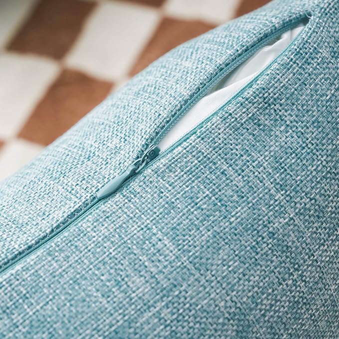 Home Brilliant 24 x 24 Throw Pillow Covers Faux Linen Euro Pillow Cover Cushion Covers for Pario Couch Bench Floor, 24 x24 inch (60cm), Set of 2, Teal