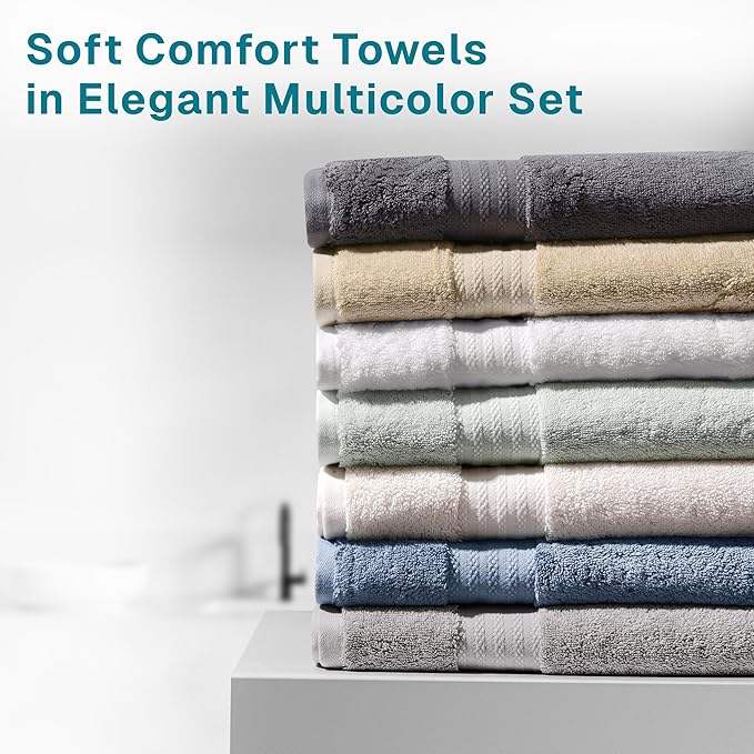 100% Organic Cotton Bath Towel Set | Bathroom Luxury Towel Set of 6 | GOTS Certified | Hotel Premium Towels | 700 GSM | 2 Bath Towels 30 x 56 | 2 Hand Towels 16 x 30 | 2 Wash Cloths 13 x 13 | White