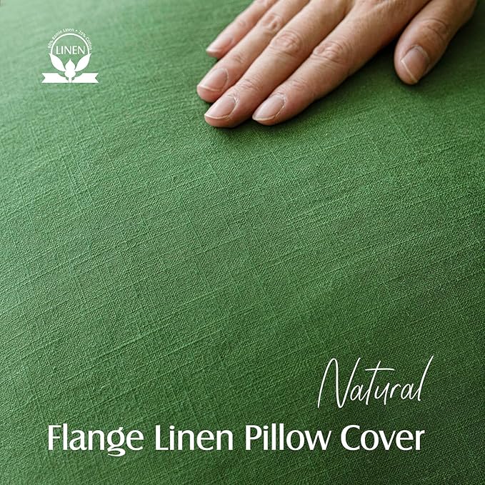 Foindtower Pack of 2, Decorative Linen Soild Throw Pillow Covers Soft Accent Euro Cushion Case Boho Farmhouse Pillowcase for Chair Couch Sofa Bedroom Living Room Home Decor 26 x 26 Inch Forest Green