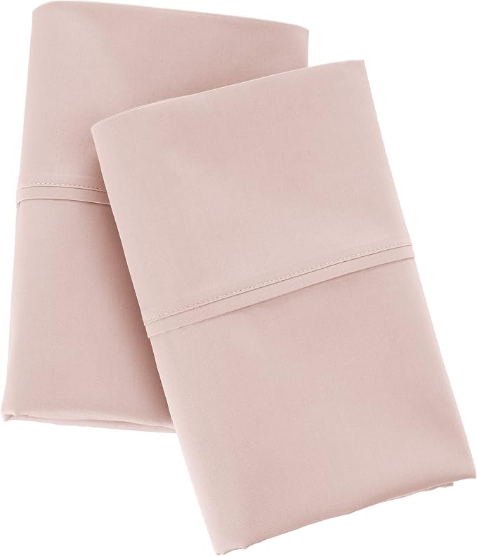 Amazon Aware 100% Organic Cotton 300 Thread Count Pillowcase Set, Blush, Standard, 2 Pack, 32" x 20"