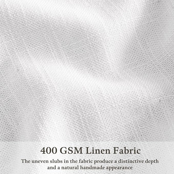 White Pleated Linen Curtains 96 Inches Long for Living Room 2 Panel Set Semi Sheer Light Filtering Pinch Pleat with Rings Hooks Back Tab Drapes Neutral Boho 96 Inch Curtain for Bedroom Window W50xL96