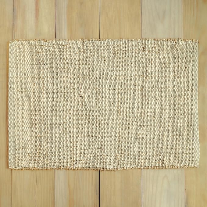 Natural Cotton Jute Rug 2x3 ft - Farmhouse Handwoven Braided Rustic Rug Eco-Friendly Indoor for Doormat, Entryway, Bedroom, Living Room, Kitchen