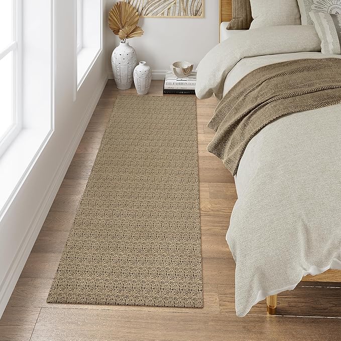 Collive Washable Kitchen Runner Rugs Non Slip, 2x6 Black/Natural Farmhouse Rug Runners for Hallway, Boho Hand-Woven Cotton Bedroom Carpet for Laundry Entryway Indoor