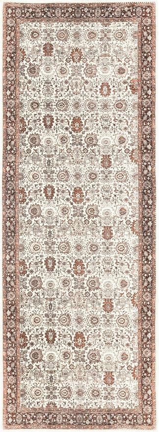 Keen Home Design 30"x84" Rug - Machine Washable Runner Rug with Non-Slip Backing, Ideal for Hallway, Entryway, Kitchen, Laundry Room - Vintage, Easy Clean, Durable, Low Pile - (2'6" x 7')