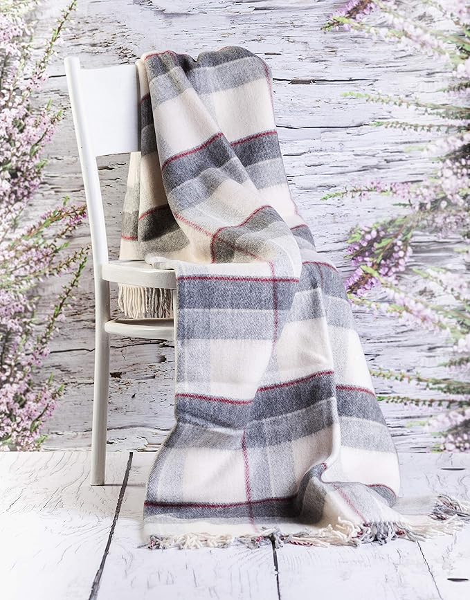 Merino Wool Throw Blanket 160 x 200 cm Military Style - Thick & Lightweight Army Camping, Bed Throw Double Throw Sofa Pad Cover (Grey)