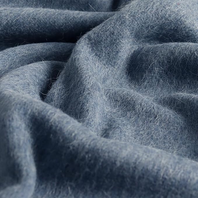 Superfine Alpaca Wool Throw Blanket - Lightweight Alpaca Merino Wool Throw Blankets for Using Indoors or Outdoors | Soft Peruvian Alpaca Blanket Wool Blanket Solid Color 72" x 60" (Soft Blue 2)