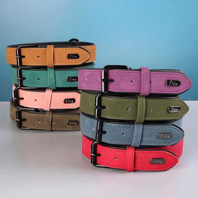 Didog Soft Padded PU Leather Dog Collar, Breathable and Adjustable Dog Collars for Small Dogs, Comfortable for Daily Walk, Brown, M Fit Neck 11-14"(10-20 lbs)