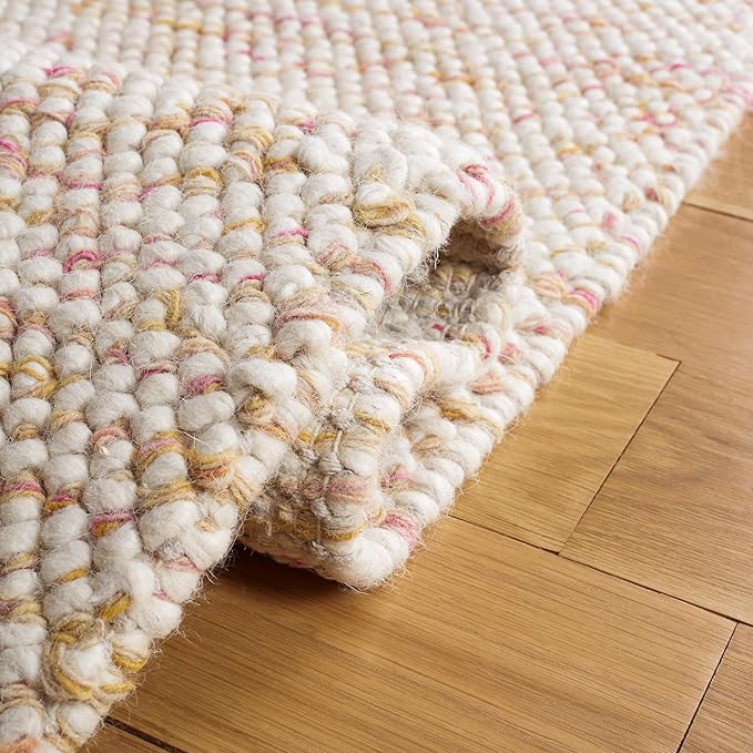 SAFAVIEH Natura Collection 6' Round Red/Ivory NAT182Q Handmade Wool Entryway Foyer Living Room Bedroom Area Rug