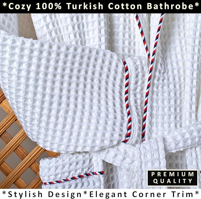 PÜSKÜL Luxury Waffle Robe for Women & Men - Natural 100% Turkish Cotton Bathrobe - Housecoat Womens & Housecoat Mens