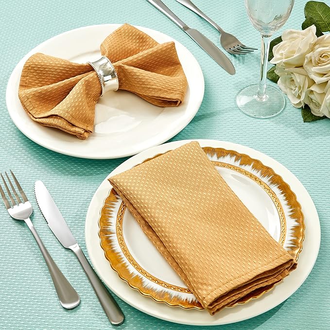Mebakuk Cloth Napkins Set of 6, Premium 17 x 17 Inch Solid Washable Small Triangle Weave Napkins, Soft Table Napkin for Wedding Party Restaurant Dinner Parties