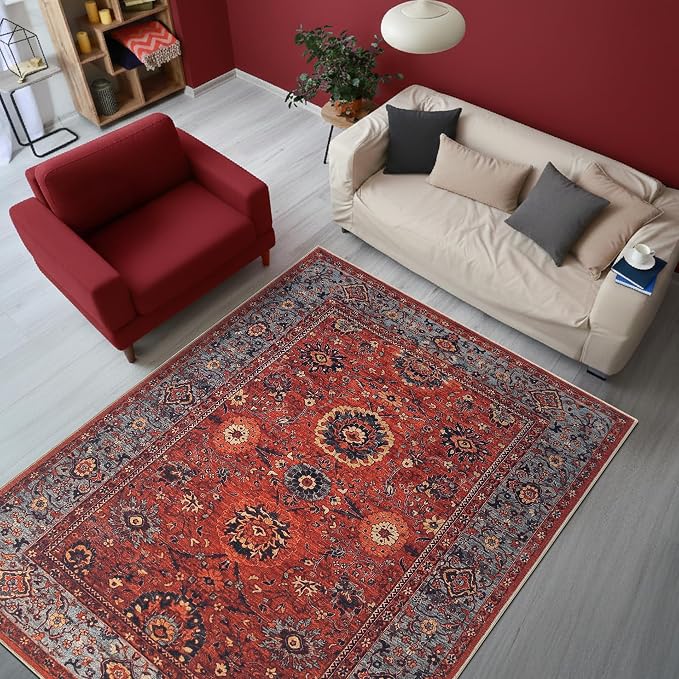 Keen Home Design 3x5 Rug - Machine Washable Entry Rug with Non-Slip Backing, Ideal for Enteryway, Kitchen, Bathroom, Laundry Room - Vintage, Easy Clean, Durable, Low Pile Rug - (3' x 5')