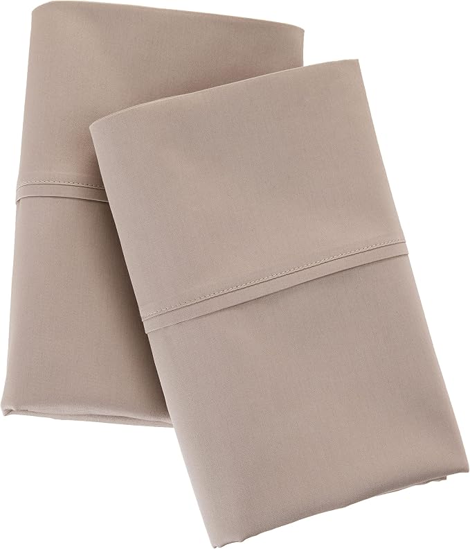 Amazon Aware 100% Organic Cotton 300 Thread Count Pillowcase Set, Taupe, King, 2 Pack, 40" x 20"