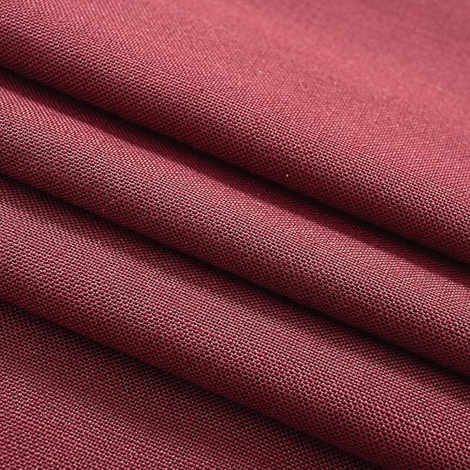 Burgundy Curtains for Living Room Back Tab Modern Farmhouse Semi Sheer Burgundy Curtains 45 inches Long 2 Panels Set Muted Neutral Window Curtain for Dining Room Bedroom 52x45