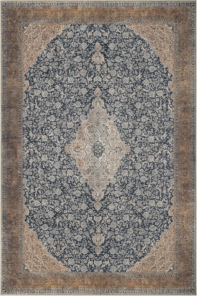 Keen Home Design 9x12 Rug - Machine Washable Area Rug with Non-Slip Backing, Ideal for Living Room, Dining Room, Bedroom - Vintage, Easy Clean, Durable, Low Pile Rug - (9' x 12')