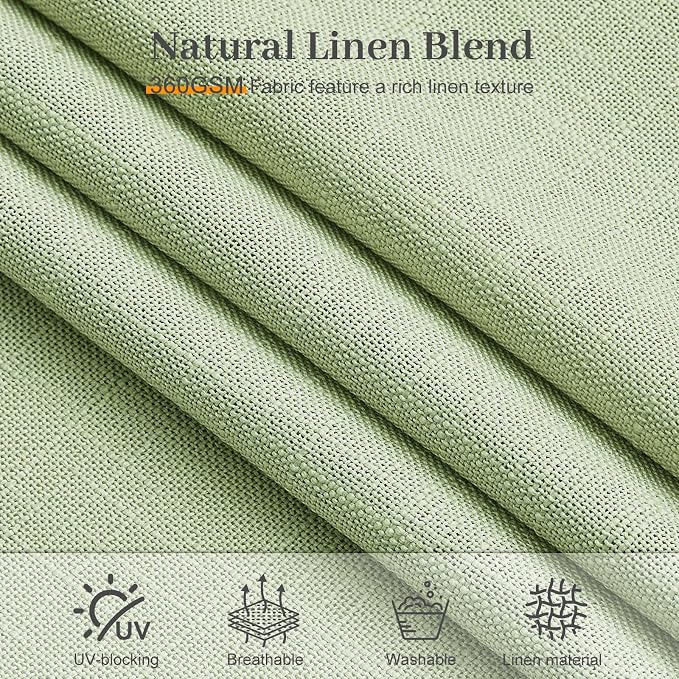 Sage Green Pinch Pleated 84 Inch Curtains for Living Room, Privacy Semi Sheer Curtain with Pleated Hooks Modern Linen Blend Memory Trained Back Tab Drapes for Bedroom Office, 2 Panels, W40xL84