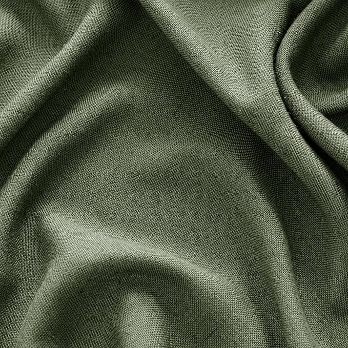MIULEE Non-See-Through Privacy Linen Curtains 2 Panels, Olive Green Light Filtering Window Curtains Farmhouse Textured Back Tab Semi Sheer Drapes for Bedroom Living Room 96 Inches Long Dark Green