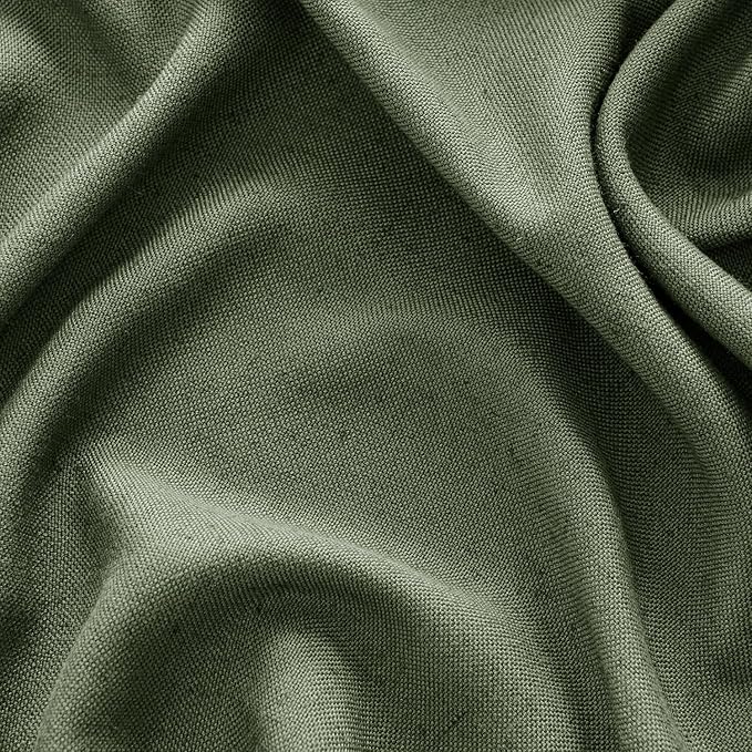 MIULEE Non-See-Through Privacy Linen Curtains 2 Panels, Light Filtering Window Curtains Farnhouse Textured Back Tab Semi Sheer Drapes for Bedroom Living Room, 52 x 108 Inches Long, Olive Green