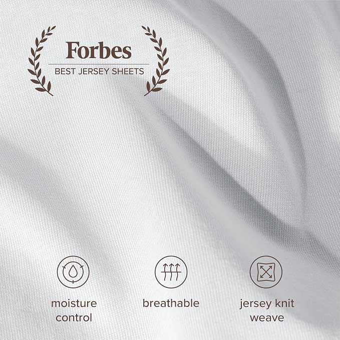 Bare Home 100% Organic Cotton Jersey Fitted Sheet - Twin Size - Ultra Soft - Deep Pocket Fitted Sheet - 100% Cotton - Ring Spun Yarns (Twin, White)