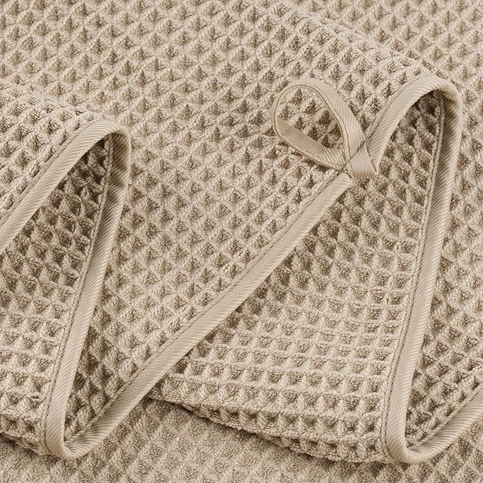 POLYTE 430 GSM Microfiber Quick Dry Lint Free Bath Sheet, 70 x 35 in, Set of 2 (Waffle Weave)