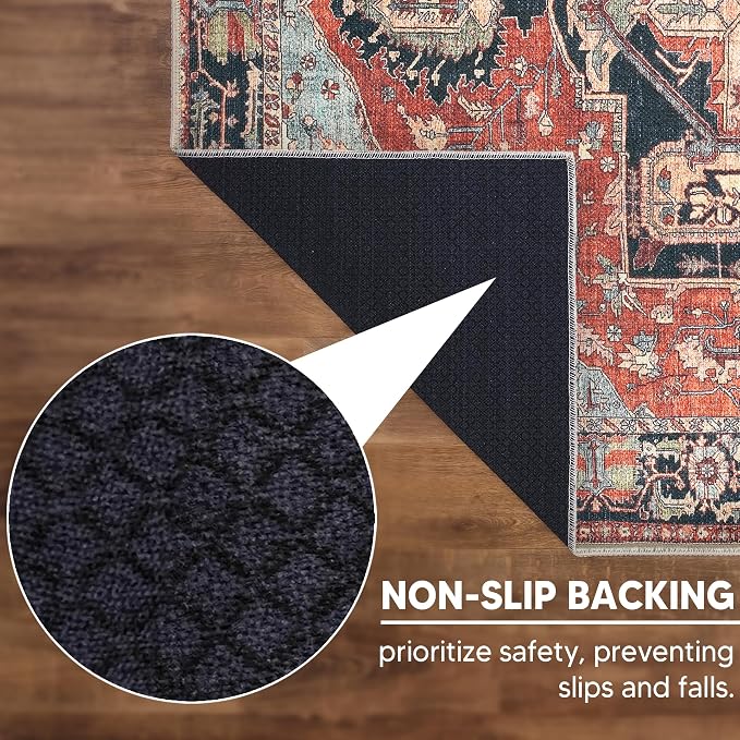 Keen Home Design 30"x144" Rug - Machine Washable Runner Rug with Non-Slip Backing, Ideal for Hallway, Entryway, Kitchen, Laundry Room - Vintage, Easy Clean, Durable, Low Pile - (2'6" x 12')