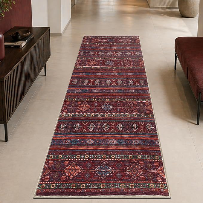 Keen Home Design 30"x144" Rug - Machine Washable Runner Rug with Non-Slip Backing, Ideal for Hallway, Entryway, Kitchen, Laundry Room - Vintage, Easy Clean, Durable, Low Pile - (2'6" x 12')