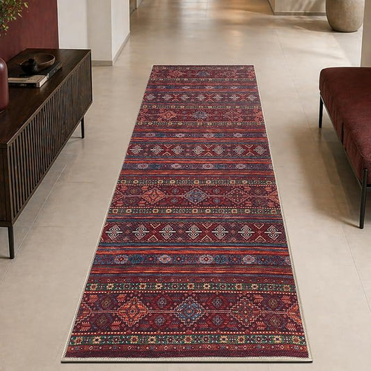 Keen Home Design 30"x84" Rug - Machine Washable Runner Rug with Non-Slip Backing, Ideal for Hallway, Entryway, Kitchen, Laundry Room - Vintage, Easy Clean, Durable, Low Pile Rug - (2'6" x 7')