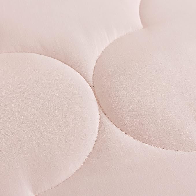 Feather and Loom Pendant Stitch Down Alternative All Seasons Comforter - Soft and Easy Care Microfiber Cover, Hypoallergenic High Loft Fiber Fill, Machine Washable Color: Blush Size: Twin
