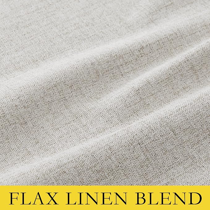 NICETOWN 100% Blackout Linen Curtains 90 inches Length with Thermal Insulated Liners for Bedroom, 2 Panels, 52" W, Alabaster Gray Farmhouse Style Room Cooling Window Draperies for Dining Room
