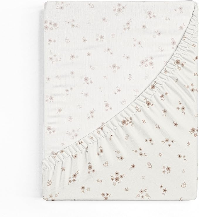 Makemake Organics GOTS Certified Organic Cotton Fitted Crib Sheet Soft Breathable (28"x52", Bloom)