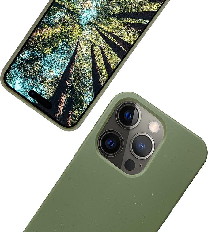 eplanita Eco Mobile Phone Case Compatible with iPhone 15 Pro, Plant Fiber, Drop Protection Cover, Durable and Sustainable (for iPhone 15 Pro, Khaki)