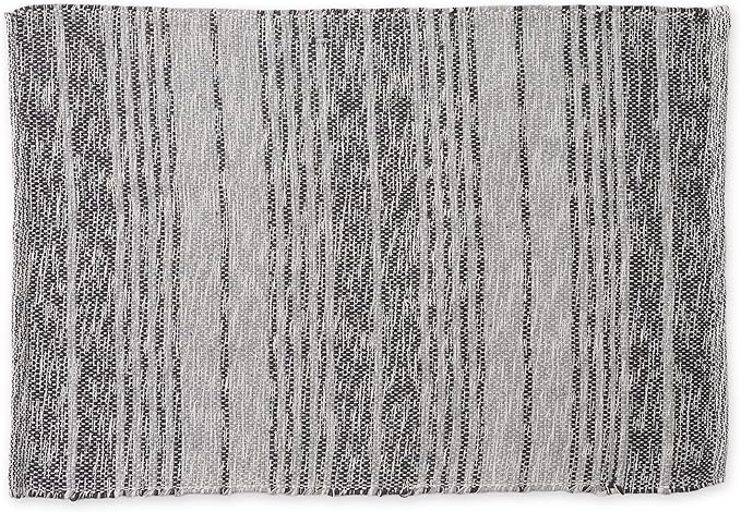 DII Woven Rag Rug Collection Recycled Yarn Variegated Rustic Stripe, 2x3', Gray
